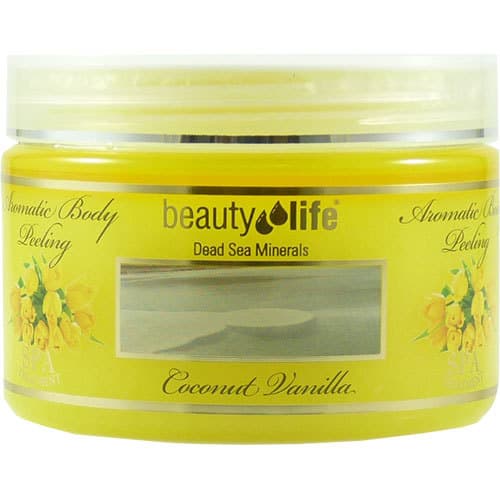 ים המלח | פילינג גוף ארומטי | קוקוס וניל | שמנים טבעיים | מלח דק מים המלח | מכיל 450 גרם | ביוטי לייף | Beauty Life