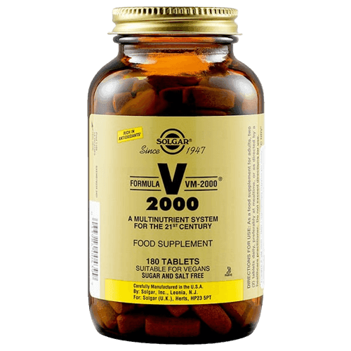 מולטי ויטמין מינרל | VM-2000 | מכיל 180 טבליות | מתאים לצמחונים וטבעונים סולגאר | Solgar
