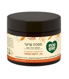 מסכה לשיער רגיל עד יבש | גזר דלעת ובטטה | מכיל 350 מל | אקולאב | EcoLove