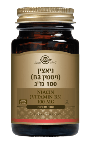 ניאצין | ויטמין B3 | במינון 100 מג | מכיל 100 טבליות | מתאים לצמחונים וטבעונים סולגאר | Solgar