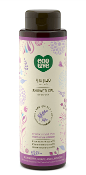 סבון גוף לעור יבש |אוכמניות ענבים ולבנדר | מכיל 500 מל | אקולאב | EcoLove