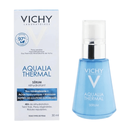 סרום לחות לפנים Aqualia Thermal | מים טרמליים ממעיינות וישי חומצה היאלורונית מאנוז ממקור צמחי | מכיל 30 מל | וישי | Vichy