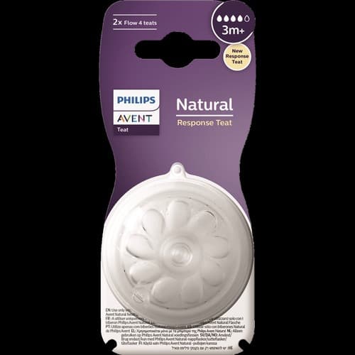 פטמות נטורל ריספונס | מעוצבות בהתאם לקצב השתייה האישי של התינוק | מגיל 3 חודשים ומעלה | מכיל 2 פטמות פיליפס | PHILIPS