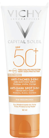 קרם הגנה לפנים עם גוון | 3 ב-1 | SPF50 | מכיל 50 מל | מסייע במניעת כתמים כהים | וישי | Vichy