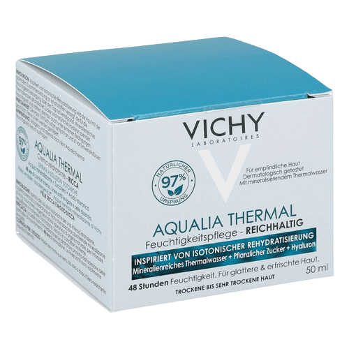 קרם לחות עשיר Aqualia Thermal | לעור יבש עד יבש מאוד | מכיל 50 מל | וישי | Vichy