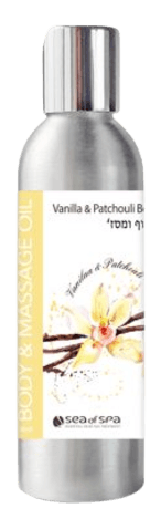 שמן גוף ועיסוי | בניחוח וניל ופצולי | מכיל 180 מל | Vanilla Patchouli | Body Massage Oil | סי אוף ספא | Sea Of Spa