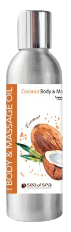 שמן גוף ועיסוי | קוקוס | מכיל 180 מל | שילוב ייחודי של שמן שקדים שמן שומשום ויטמין C ויטמין E | שמן מרגיע מפנק ובניחוח עדין נעים וממכר סי אוף ספא | Sea Of Spa