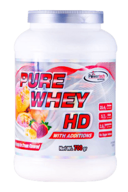 פיור וואי HD | אבקת חלבון | בטעם תות בננה | מכיל 700 גרם | פאוורטק | Powertech