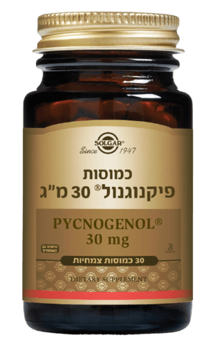 פיקנוגנול | מינון 30 מג | מכיל 30 כמוסות צמחיות | מתאים לצמחונים וטבעונים סולגאר | Solgar