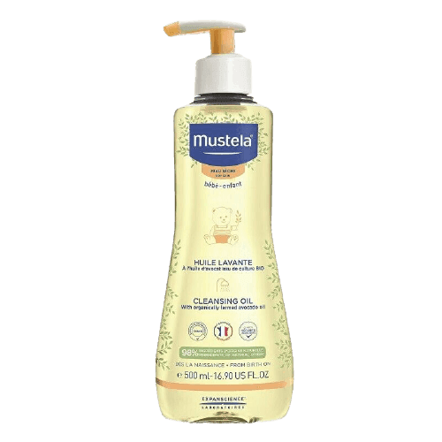 שמן רחצה לתינוקות ולילדים | לגוף ולשיער | לעור יבש | לשימוש יומיומי | 98 רכיבים ממקור צמחי | 500מל | מוסטלה | Mustela