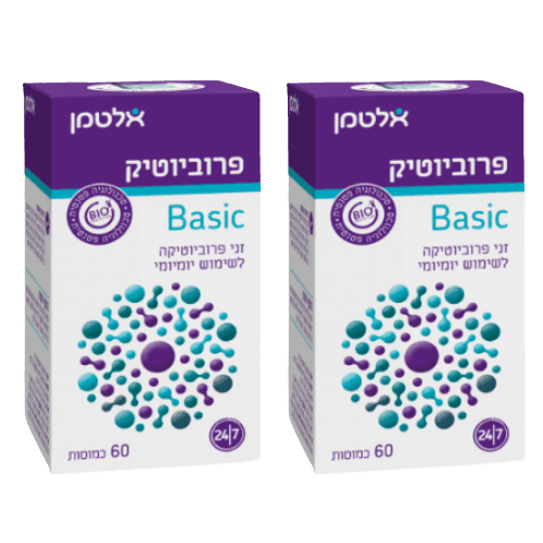 מבצע זוגי | פרוביוטיק בייסיק | זני פרוביוטיקה לשימוש יומיומי | 60 כמוסות | אלטמן | ALTMAN