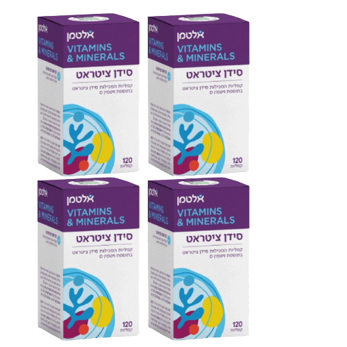 מארז רביעיה | סידן ציטראט | בתוספת ויטמין D | מכיל 120 קפליות | אלטמן | ALTMAN
