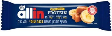 חטיף חלבון בטעם בננה טופי | 18 גרם חלבון | מכיל 60 גרם | אול-אין | ALLIN