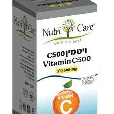 ויטמין C | במינון 500 מג | לא חומצי | מכיל 90 כמוסות | תוסף תזונה נוטרי קר | Nutri Care