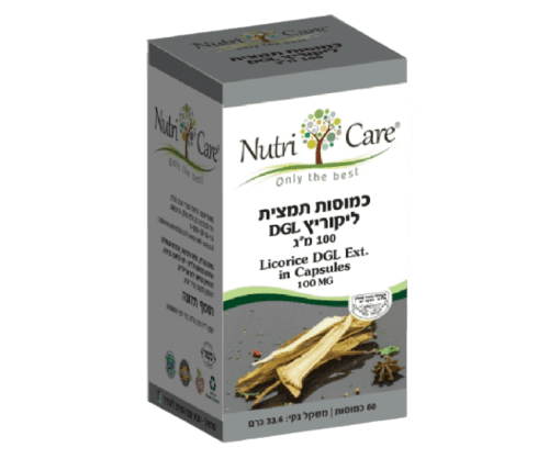 תמצית שורש ליקוריץ DGL | תוסף תזונה | מכיל 60 כמוסות | נוטרי קר | Nutri Care