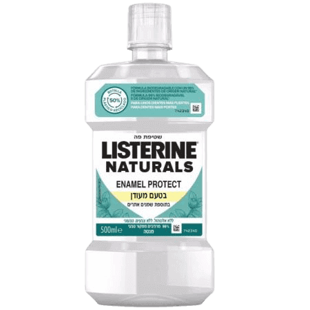 ליסטרין נטורלס שטיפת פה להגנה על זגוגית השן | בטעם מעודן | 500 מל | בתוספת שמנים אתרים |