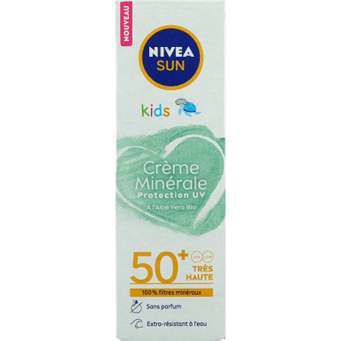 Nivea sun | קרם הגנה לפנים לילדים | עם מקדם הגנה SPF50 | על בסיס מינרלים עם אלוורה אורגנית |