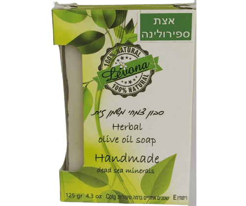 סבון צמחי משמן זית עשיר בלחות | מועשר בויטמין E ושמנים אתריים | אצת ספירולינה | לבנה | Levana