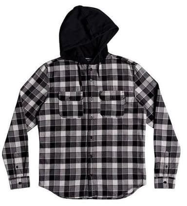DC Boy's 8-16 Runnels Long Sleeve Hooded Flannel Shirt-XL - Dc - Hooded