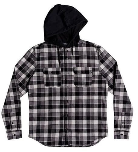 DC Boy's 8-16 Runnels Long Sleeve Hooded Flannel Shirt-XL - Dc - Hooded