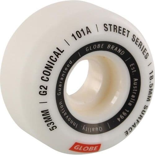 Globe G2 Conical Street Wheel White/Essential 53mm - GLOBE - גלגלים לסקייטבורד