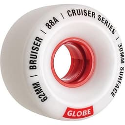 גלגלים לסקייטבורד Globe Bruiser Cruiser Wheels White/Red 62mm - GLOBE - גלגלים לסקייטבורד