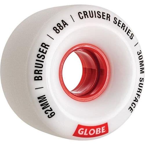 גלגלים לסקייטבורד Globe Bruiser Cruiser Wheels White/Red 62mm - GLOBE - גלגלים לסקייטבורד