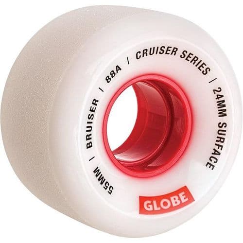 גלגלי סקייטבורד Globe Bruiser Cruiser Wheels White/Red 55mm - GLOBE - גלגלים לסקייטבורד