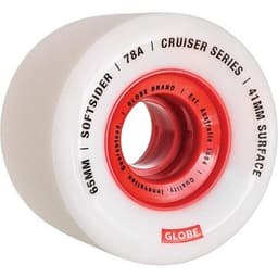 Globe Conical Cruiser Wheels White/Red 65mm - GLOBE - גלגלים לסקייטבורד