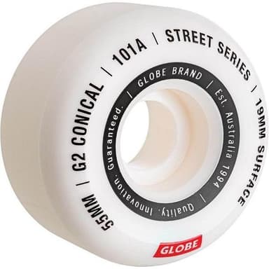 Globe G2 Conical Street Wheel White/Essential 55mm - GLOBE - גלגלים לסקייטבורד