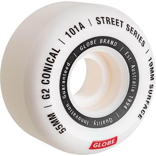 Globe G2 Conical Street Wheel White/Essential 55mm - GLOBE - גלגלים לסקייטבורד