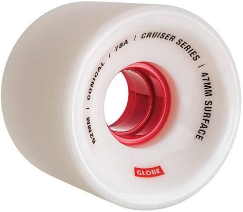גלגלים לסקייטבורד Globe Conical Cruiser Wheels White/Red 62mm - GLOBE - גלגלים לסקייטבורד