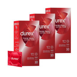 שלישייה - קונדומים דורקס Thin Feel - Ultra Thin | מכיל 30 יחידות סהכ | דורקס | Durex