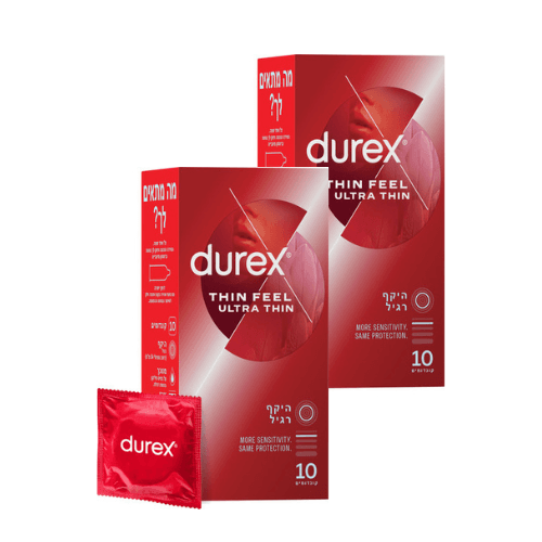 זוג קונדומים דורקס Thin Feel - Ultra Thin | מכיל 20 יחידות סהכ | דורקס | Durex