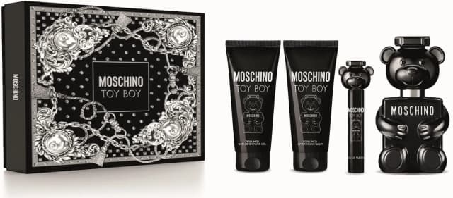 מארז מוסקינו טוי בוי אדפ לגבר 100 מל + אדפ 10 מל + תחליב רחצה 100 מל + ג'ל רחצה 100 מל