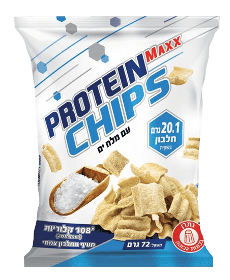 ציפס חלבון פרוטאין מקס | בטעם מלח ים | 72 גרם | מארז 12 חטיפים - PROTEIN MAXX CHIPS
