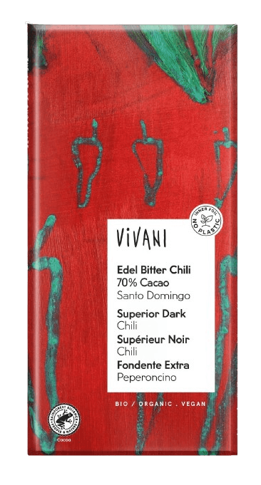 ויואני - שוקולד מריר אורגני | עם צילי | 100 גרם | VIVANI