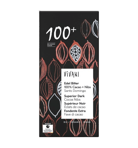 ויואני - שוקולד מריר אורגני | 100 קקאו שבבי קקאו אורגני 80 גרם | VIVANI