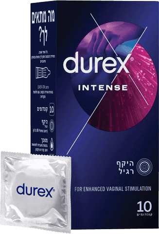 קונדומים דורקס | Intense | היקף רגיל | מכיל 10 קונדומים | DUREX