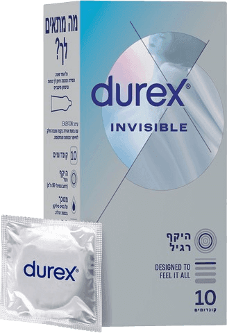 קונדומים דורקס | Invisible | היקף רגיל | מכיל 10 קונדומים | DUREX