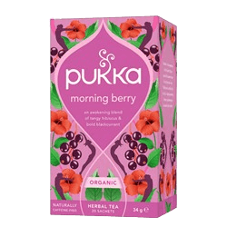 תה פוקה| MORNING BERRY | חליטת תה בוקר פירות יער אורגני | 20 שקיקים | PUKKA