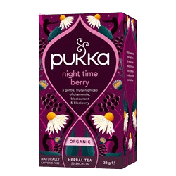 תה פוקה | NIGHT TIME BERRY | חליטת תה לילה פירות יער אורגני | 20 שקיקים | PUKKA