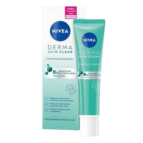 דרמה סקין קליר | תכשיר לילה | לקילוף עדין וחידוש העור | DERMA SKIN CLEAR | מכיל 40 מל | ניוואה - NIVEA