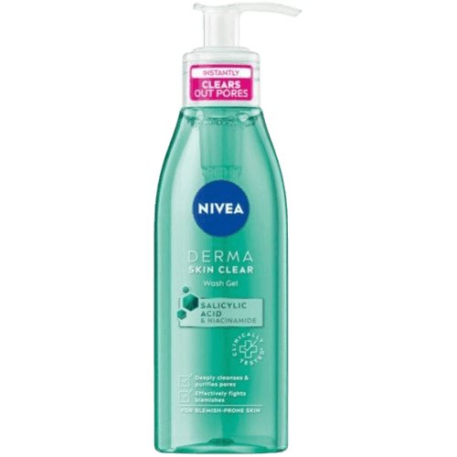 דרמה סקין קליר | גל לניקוי פנים עם חומצה סליצילית וניאצינמיד | DERMA SKIN CLEAR | מכיל 150 מל | ניוואה - NIVEA