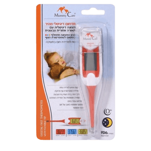 מדחום דיגיטלי מהיר | תצוגה דיגיטלי עם תאורה אחורית צבעונית | מאמי קר | Mommy Care