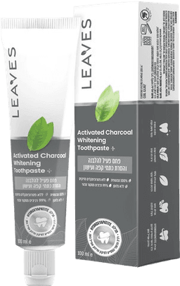 משחת שיניים מתקדמת פחם פעיל להלבנה והסרת כתמי קפה ועישון | מכיל 100 מל | ליבז | Activated Charcoal Whitening Toothpaste | LEAVES