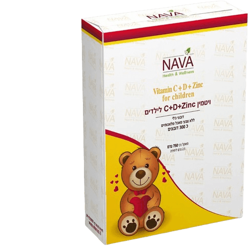 ויטמין CDZINC לילדים | דובוני גל | ללא צבעי מאכל מלאכותיים | 300 דובוני | משקל נקי 750 גרם | נאוה | NAVA |