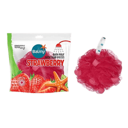 ספוג רחצה עם סבון | תות שדה | Balmy Strawberry Bath Pouf with Soap Pieces