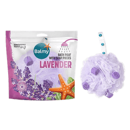 Balmy | ספוג רחצה עם סבון | לבנדר | Balmy Lavender Bath Pouf with Soap Pieces