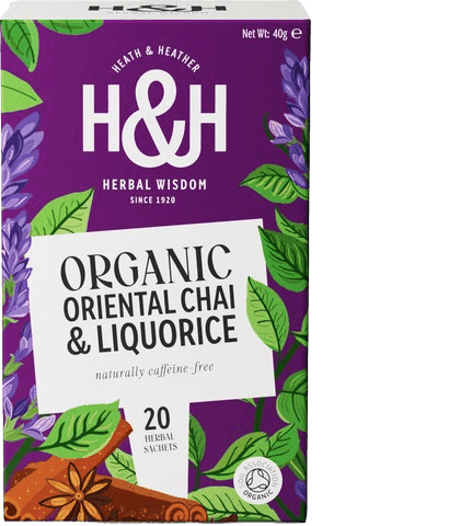 חליטת תה אורגני צאי וליקוריץ - שוש קירח | 20 שקיקים | HEATH HEATHER | ORGANIC | ORIENTAL CHAI LIQUORICE |